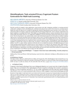 MetaMorphosis: Task-oriented Privacy Cognizant Feature Generation for
  Multi-task Learning