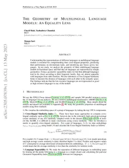 The Geometry of Multilingual Language Models: An Equality Lens