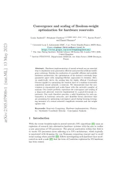 Convergence and scaling of Boolean-weight optimization for hardware
  reservoirs