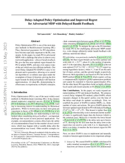 Delay-Adapted Policy Optimization and Improved Regret for Adversarial
  MDP with Delayed Bandit Feedback