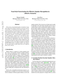 Vocal Style Factorization for Effective Speaker Recognition in Affective
  Scenarios