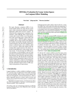 Off-Policy Evaluation for Large Action Spaces via Conjunct Effect
  Modeling