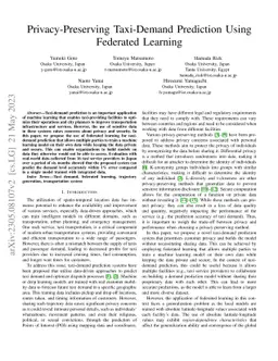 Privacy-Preserving Taxi-Demand Prediction Using Federated Learning