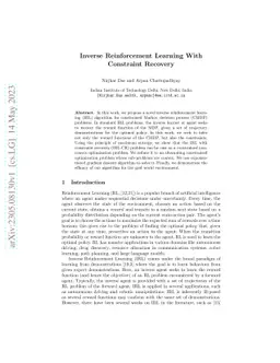 Inverse Reinforcement Learning With Constraint Recovery
