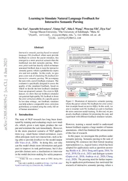 Learning to Simulate Natural Language Feedback for Interactive Semantic
  Parsing
