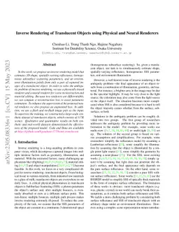 Inverse Rendering of Translucent Objects using Physical and Neural
  Renderers
