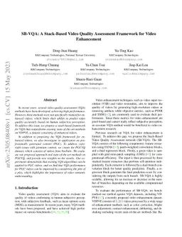 SB-VQA: A Stack-Based Video Quality Assessment Framework for Video
  Enhancement