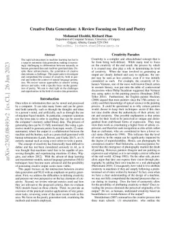 Creative Data Generation: A Review Focusing on Text and Poetry