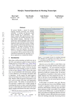 MeeQA: Natural Questions in Meeting Transcripts