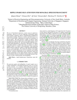 Ripple sparse self-attention for monaural speech enhancement