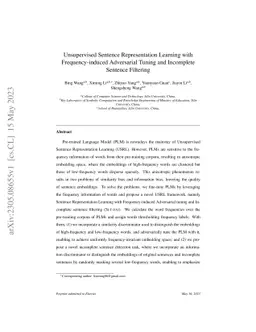 Unsupervised Sentence Representation Learning with Frequency-induced
  Adversarial Tuning and Incomplete Sentence Filtering