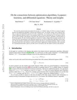 On the connections between optimization algorithms, Lyapunov functions,
  and differential equations: theory and insights