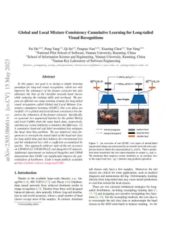 Global and Local Mixture Consistency Cumulative Learning for Long-tailed
  Visual Recognitions