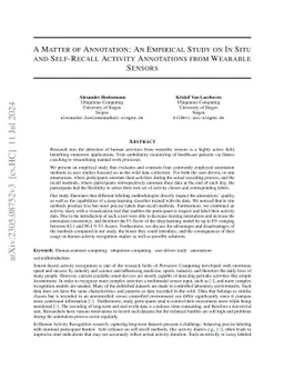A Matter of Annotation: An Empirical Study on In Situ and Self-Recall
  Activity Annotations from Wearable Sensors