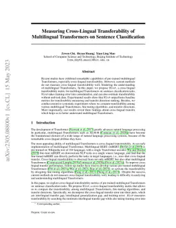 Measuring Cross-Lingual Transferability of Multilingual Transformers on
  Sentence Classification