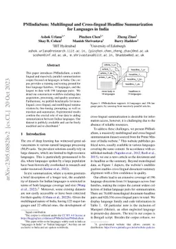 PMIndiaSum: Multilingual and Cross-lingual Headline Summarization for
  Languages in India