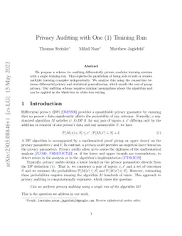 Privacy Auditing with One (1) Training Run