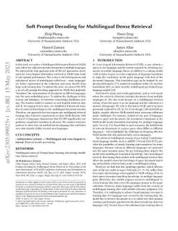 Soft Prompt Decoding for Multilingual Dense Retrieval
