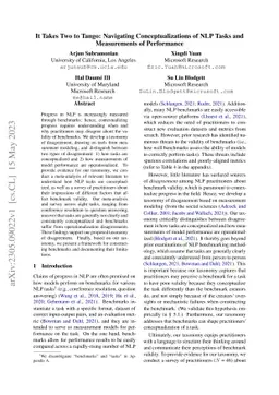 It Takes Two to Tango: Navigating Conceptualizations of NLP Tasks and
  Measurements of Performance