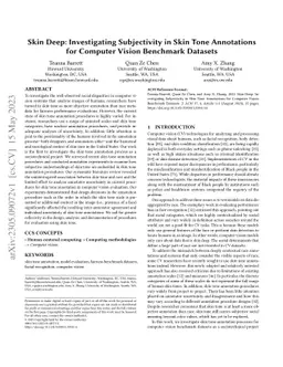 Skin Deep: Investigating Subjectivity in Skin Tone Annotations for
  Computer Vision Benchmark Datasets