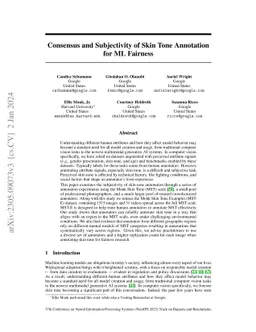 Consensus and Subjectivity of Skin Tone Annotation for ML Fairness