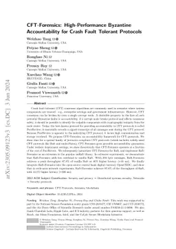 CFT-Forensics: High-Performance Byzantine Accountability for Crash Fault
  Tolerant Protocols