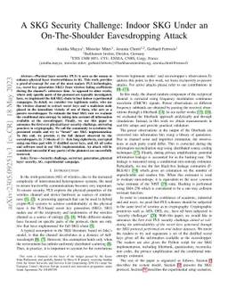 A SKG Security Challenge: Indoor SKG Under an On-The-Shoulder
  Eavesdropping Attack