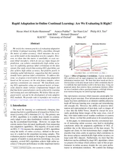 Rapid Adaptation in Online Continual Learning: Are We Evaluating It
  Right?