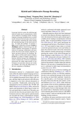 Hybrid and Collaborative Passage Reranking