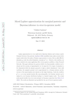 Mixed Laplace approximation for marginal posterior and Bayesian
  inference in error-in-operator model