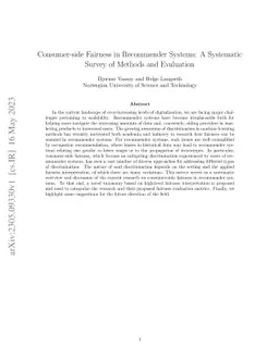 Consumer-side Fairness in Recommender Systems: A Systematic Survey of
  Methods and Evaluation