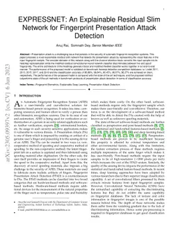 EXPRESSNET: An Explainable Residual Slim Network for Fingerprint
  Presentation Attack Detection