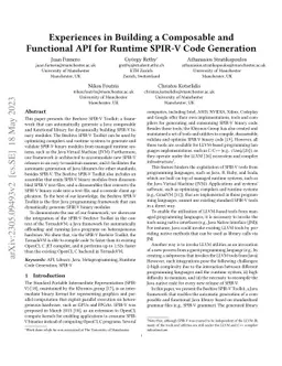 Experiences in Building a Composable and Functional API for Runtime
  SPIR-V Code Generation