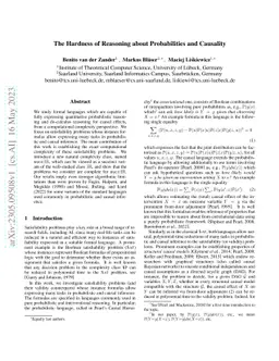 The Hardness of Reasoning about Probabilities and Causality