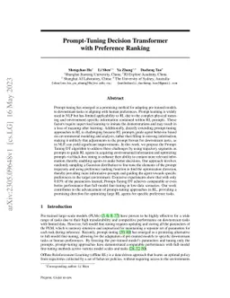 Prompt-Tuning Decision Transformer with Preference Ranking