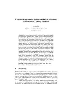 RAMario: Experimental Approach to Reptile Algorithm -- Reinforcement
  Learning for Mario