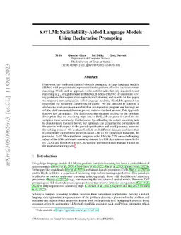 SatLM: Satisfiability-Aided Language Models Using Declarative Prompting