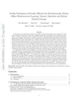 Double Pessimism is Provably Efficient for Distributionally Robust
  Offline Reinforcement Learning: Generic Algorithm and Robust Partial Coverage