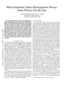 Mean Estimation Under Heterogeneous Privacy: Some Privacy Can Be Free