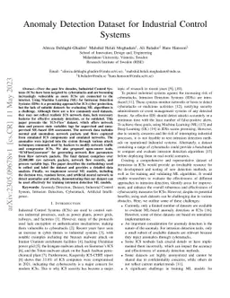 Anomaly Detection Dataset for Industrial Control Systems