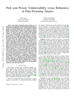 Pick your Poison: Undetectability versus Robustness in Data Poisoning
  Attacks