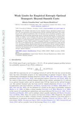 Weak Limits for Empirical Entropic Optimal Transport: Beyond Smooth
  Costs