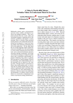 A Video Is Worth 4096 Tokens: Verbalize Videos To Understand Them In
  Zero Shot