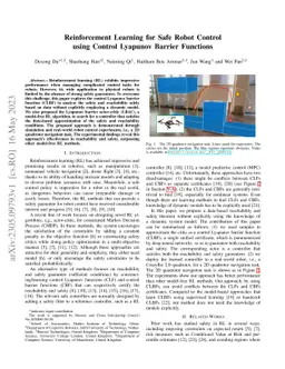 Reinforcement Learning for Safe Robot Control using Control Lyapunov
  Barrier Functions