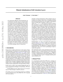 Mimetic Initialization of Self-Attention Layers