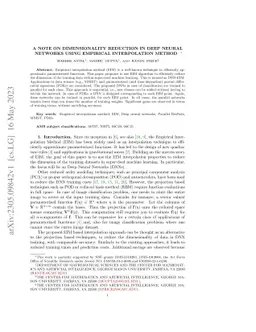 A Note on Dimensionality Reduction in Deep Neural Networks using
  Empirical Interpolation Method