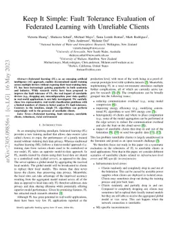Keep It Simple: Fault Tolerance Evaluation of Federated Learning with
  Unreliable Clients