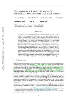 Explaining black box text modules in natural language with language
  models