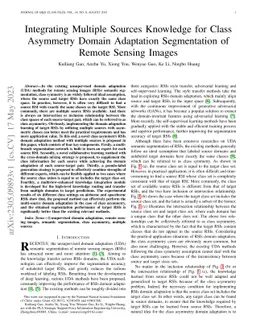Integrating Multiple Sources Knowledge for Class Asymmetry Domain
  Adaptation Segmentation of Remote Sensing Images