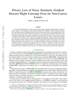 Privacy Loss of Noisy Stochastic Gradient Descent Might Converge Even
  for Non-Convex Losses